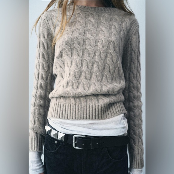 NWT ZARA 100% CASHMERE CABLE KNIT SWEATER SIZE S - Picture 4 of 9